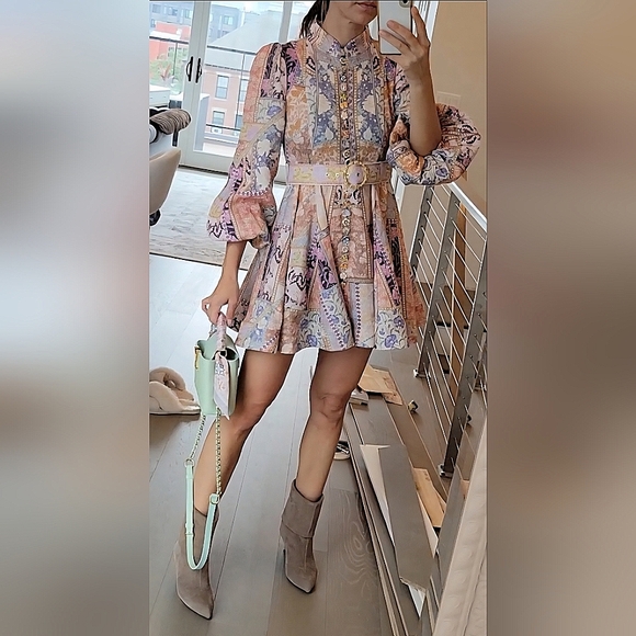 Zimmermann Pastel Patchwork Long Sleeve Dress - Picture 11 of 13